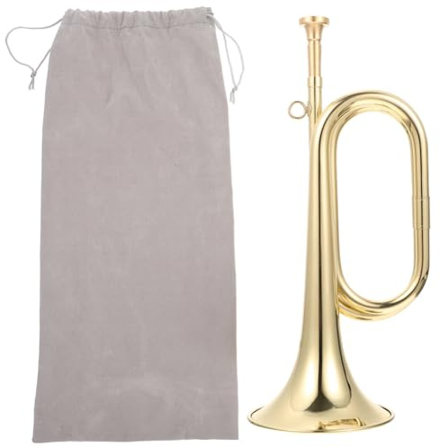 TsoLay Small Trumpet Bugle Brass Golden Horn Simple Beginner Wind Instrument for School Band Child Student