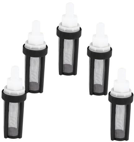 Wasserfilter für Tauchpumpe mit Edelstahlgewebe, 5 Stück Schwarz | 9,2x2,5x1,5cm, Kunststoffgehäuse, Toolfreie Entnahme, für Aquarienfilterung und Brunnenpflege