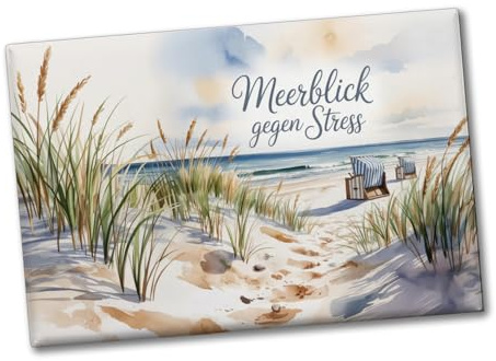Ostsee Strandkorb Souvenir Magnet - Meerblick gegen Stress schöner Souvenir Magnet für Strandfans und Urlaubsfreunde