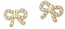 Einzelstück® Ohrringe in Schleifen Form mit Zirkonia Kristallen I Ohrstecker Little Bow 925 Sterling Silber 14K vergoldet I Silber, Gold & Rosegold (Gold)