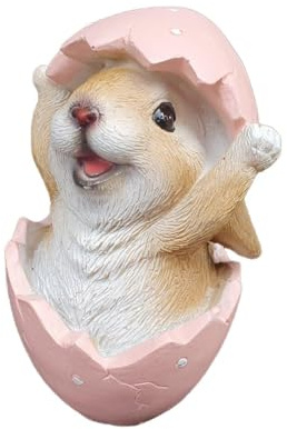 Aspinaworld Gartenfigur Hase im rosa Ei 11 cm – wetterfeste Hasenfigur Kunstharz Ostermotiv Doppelfigur, Waldtier Skulptur Garten Deko