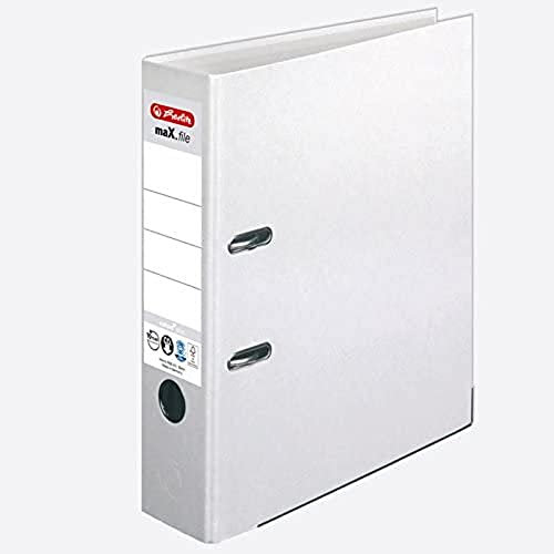 Herlitz 10841559 Ordner maX.file nature plus (A4, 8 cm, mit aufgeklebtem Rückenschild) weiß, 1 Stück