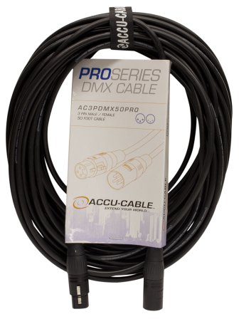 ADJ Products AC3PDMX50PRO Accu 3-Pin DMX Cable, 50', Black