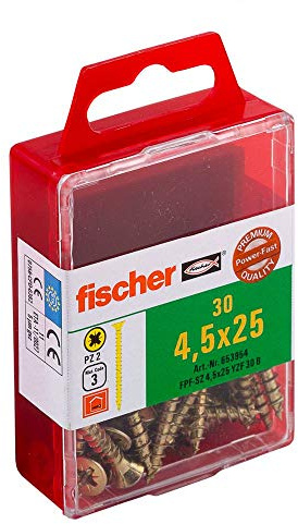 fischer PowerFast 8,0 x 100, Holzbauschrauben mit Teilgewinde und Sechskantkopf für den konstruktiven Holzbau, Torx-Antrieb, blauverzinkt, 50 Stück