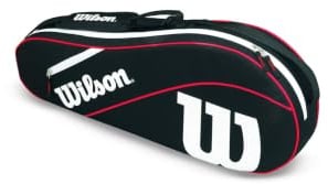 Wilson Advantage III Triple Tennis Racket Bag - Black/White/Red, Holds up to 3 Rackets