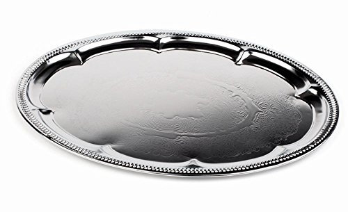 APS 00391 Partyplatte, oval, 46 x 34cm, Metall vernickelt und glanzverchromt, Rand eingerollt