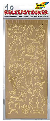 folia 1211 - Relief Sticker, Weihnachtsset, gold und silber sortiert, 10 Blatt - ideal zum Verzieren von Grußkarten, Bastelarbeiten, Geschenken, Scrapbooking