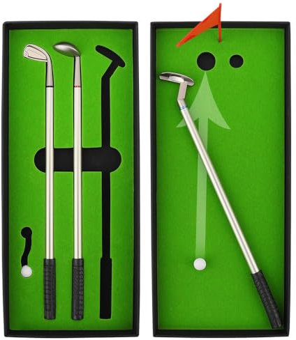 Kofull Cadeaux de Golf Stylo Golf Cadeau de Noël Golf Gadgets de Mini Clubs de Golf en Métal Souvenir d'un Parcours de Golf Stylos de Bureau Fantaisie(Green)
