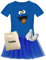 Jimmys Textilfactory T-Shirt Keks Krümelmonster & Tütü Karneval Kostüm Set XS-3XL Damen Verkleidung Tüllrock Gruppenkostüm Fasching Rosenmontag Motto-Party Feier, Größe:3XL, Set: PREMIUM