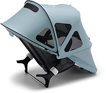 Bugaboo verstellbares Sonnendach mit Lüftungsfenstern und Guckfenster, mit Lichtschutzfaktor 50+ für die Bugaboo Kinderwagen Modelle Fox 2, Cameleon 3 & Lynx, Nebelblau