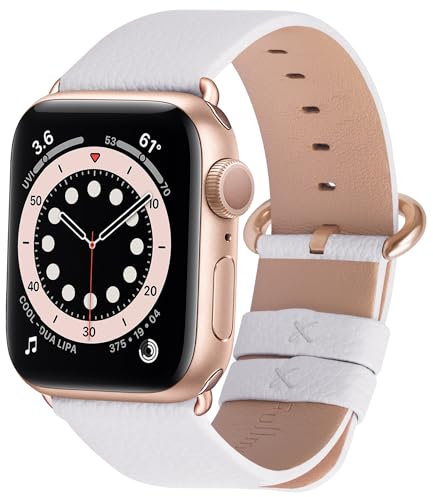 Fullmosa Cinturino per Apple Watch 45mm/44mm/49mm/42mm, Cinturini in Pelle di Ricambio Compatibile con Apple Watch Serie 9 8 7 6 5 4 3 2 1, Apple Watch SE 2/ SE/Ultra/Ultra 2, Bianco