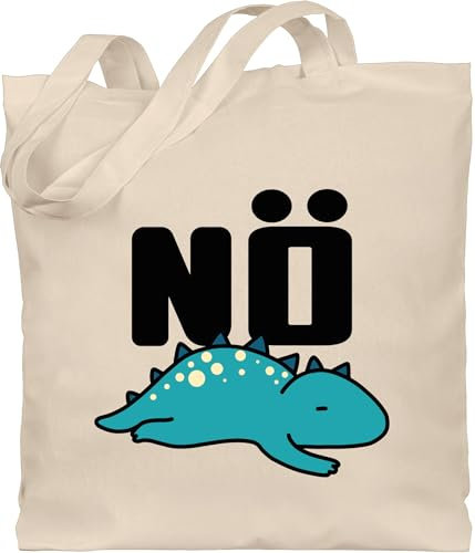 Shirtracer Baumwolltasche - Sprüche Statement - Nö - Dino - schwarz - Unisize - Naturweiß - dinotasche mit aufschrift nein beutel stoffbeutel lustige statements motto beuteltasche sprüchen