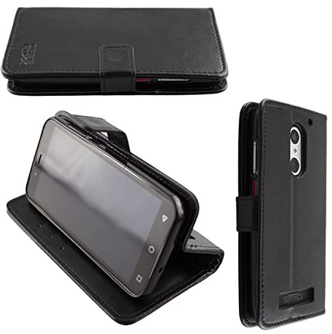 caseroxx Bookstyle Handytasche für PEAQ PSP 400 in schwarz – Klapphülle aus Kunstleder mit Kreditkartenfächern, Magnetverschluss, Standfunktion & Rundumschutz für Display und Gehäuse