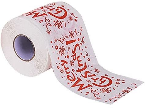 Remorui 1 Rolle bedrucktes Toilettenpapier mit Weihnachtsmotiv für das Badezimmer, lustige Serviette C