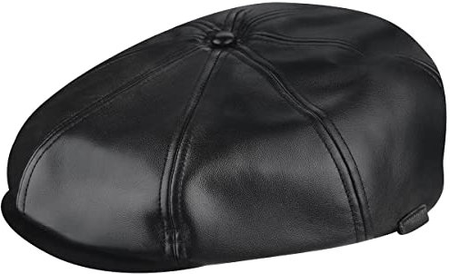 Kangol Unisex Kunstleder-Kappe Baskenmütze, schwarz, 58