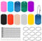 Trsnzul Gravier Rohlinge 20 Stücke Blank Stamping Tag Charms Glatt Blanko Tags Anhänger Charms Metall-Stempelrohlinge Rechteckig für Anhanger Charms Erkennungsmarken mit Zubehör
