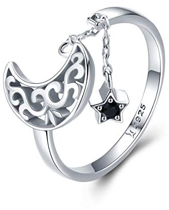 GemKing Starlight Moon star Sky S925 Sterling Silver Ring