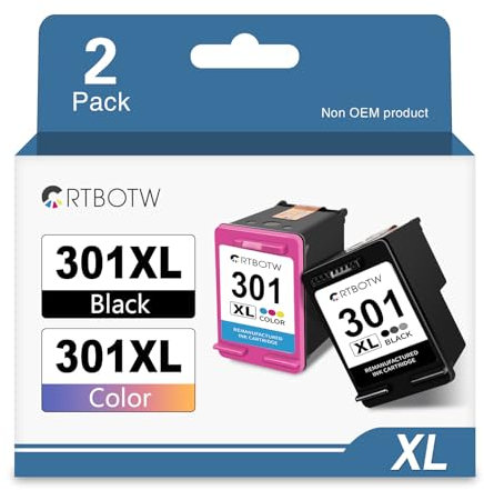 CRTBOTW 301XL Druckerpatronen Ersatz für HP 301 Multipack Wiederaufbereitete Tintenpatronen für HP301 XL Deskjet 1000 1050 1510 2050 2510 3050 OfficeJet 2620 2622 Envy 4500 4502 5530 (Schwarz,Farbe)