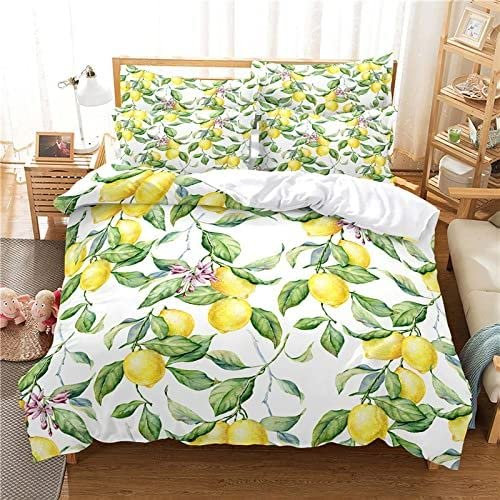 AOLIGL Bettwäsche 135x200 Gelbe Zitrone Bettbezug 135x200 2er Set mit Reißverschluss - Weiche Anti-Allergie Mikrofaser Bettwäsche-Sets mit Bettbezüge und Kissenbezug 80x80cm