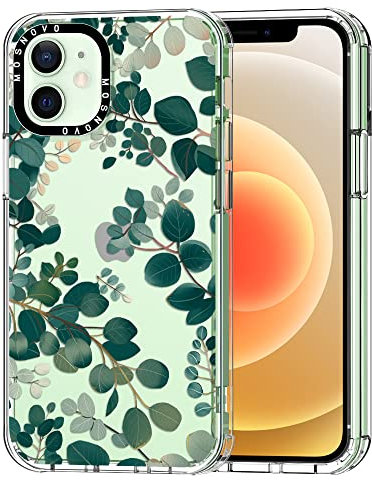 MOSNOVO für iPhone 12 / iPhone 12 Pro Hülle – Durchsichtige, schlanke, stoßfeste TPU+PC-Handyhülle, [6,6 Fuß Fallschutz/Anti-Abziehen] - Eukalyptus