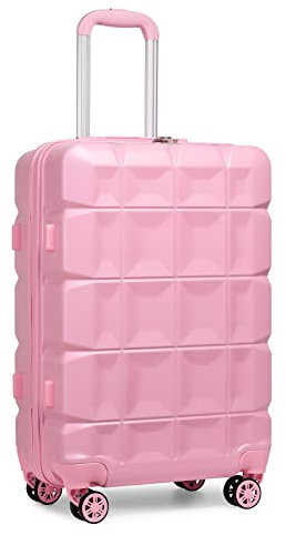 Kono Valise Moyenne Rigide ABS Valise de Voyage a roulettes Ultra Léger Valises Soute 62cm avec Serrure TSA, Rose
