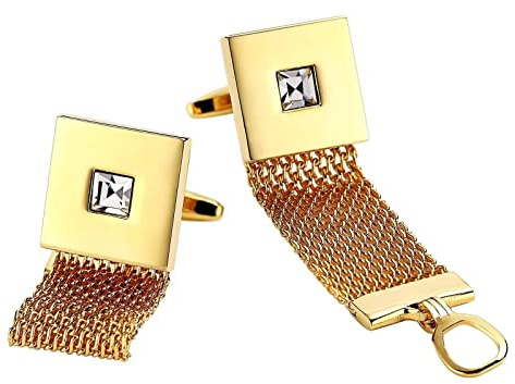 Manschettenknöpfe Herren, Gold Manschettenknöpfe Herren Mesh Wrap Quadrat Vatertagsgeschenk 1.7X1.7CM