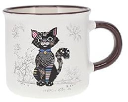 KIUB Mini mug timbale expresso avec des animaux - motif chat noir - Hauteur 6,5CM - porcelaine fine