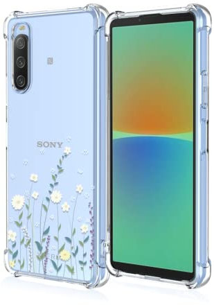 EASSGU TPU Silicone Coque pour Smartphone, Compatible with Sony Xperia 10 IV (6 inches), Housse de Protection de Motif Peint Transparente, Étui de Téléphone Anti-Chute - Fleurs 10
