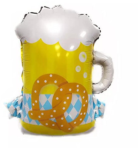 Folienballon Bier, Brezeln Bierkrug, ca. 62 x 70 cm - Party Luftballon JGA Geburtstag Deko Dekoration Bayern Krug Spaß Oktoberfest Helium Heliumballon XXL Ballon Junggesellenabschied