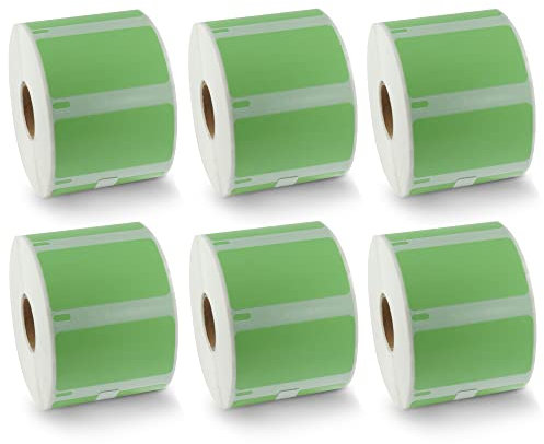 BETCKEY - 6 Rollen Grün Mehrzwecketiketten Kompatibel mit DYMO 11354(S0722540), 57mm x 32mm, 6000 Farbige Etiketten für LabelWriter 450, 4XL NICHT passend 550 oder 5XL