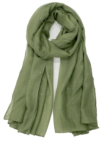Van Der Rich ® - Pailletten Schal Weiches Halstuch - Damen (Hellkhaki)