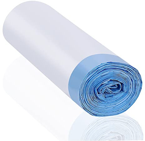 Strong Bin Bags 40L Bin Liners 20 Counts - Drawstring Tie Handle Recycled Trash Bags Unscented White Garbage Bags