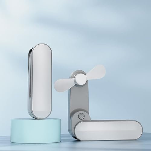 Rawrr Mini ventiladores USB, ventilador de mano, funciona con pilas, ventilador portátil, silencioso, recargable, pequeño ventilador de escritorio, ventilador de bolsillo plegable (blanco)