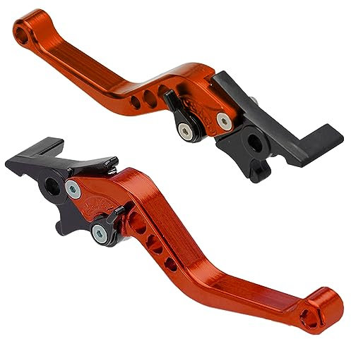 MOCNT 1 Paar Motorrad Bremshebel 22mm Motorrad Kupplungshebel Verstellbarer CNC Aluminium Bremshebel Doppel Scheibenbremse Brems Kupplungs Lenker Kupplungsbremshebel Orange