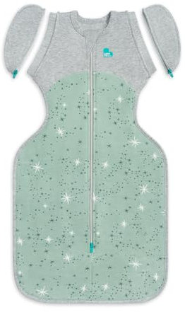 Love To Dream Baby Übergang Pucksack, idealer Stoff für milde Temperaturen (18-24°C), Medium (6-8,5kg), Patentiertes Abnehmbares Flügel Design, Schlafsack Baby Winter Herbst, Oliv