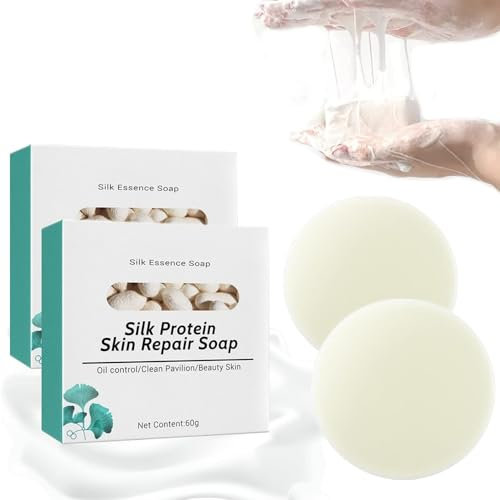 2 Stück Vucdi Kollagenmilch-Bleaching-Seife,Seidenprotein-Hautreparaturseife,Ziegenmilchseife, Seidenprotein-EssenzseifeFür straffe und aufhellende Haut, Tiefenreinigung