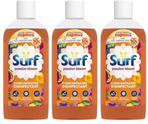 Surf Passion Bloom Concentrated Disinfectant All-Purpose Cleaner Long Lasting Fruity and Tropical Fragrance with Natural Oils Cleans Multiple Surface, 240ml (Passion Bloom, Pack of 3)