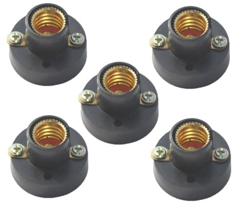 ShuoHui - Lot de 5 douilles E10 - Culot d'ampoule LED - En plastique noir, PBT + métal, 20 x 30 mm, 34 V 10 W max