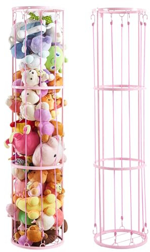 YEXEXINM Metal Stuffed Animal Zoo Storage Holder Standing, Simple Installation, Durable Soft Toy Storage Organizer Shelves Basket, Suitable for Bedroom Nursery Play Room Decor