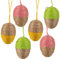 Ostereier-Anhänger, 6er Set: Kleine Osteranhänger mit Jute, Osterdeko zum Aufhängen, Deko Ostern, Für Osterstrauch, Frühlingsdeko, Braun, Rosa, Gelb & Grün, Modern, Indoor Osterschmuck hängend, 6 cm