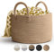 Rieeyrslza Corbeille à Linge en Coton Tissé D40 x H25 CM Panier de Rangement en Corde de Coton 32L Pliage Grande Capacité Corbeilles à Linge Avec Anse Convient à la Décoration Intérieure(Jute)
