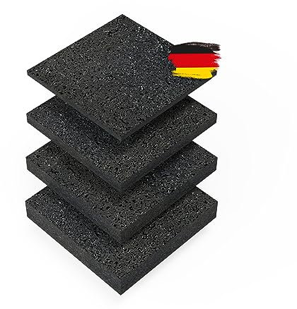 BAUHELD® Terrassenpads 90x90x 10mm [30 Stück] Stabile Bautenschutz-Matte aus Gummi-Granulat [Made in Germany] Als Unterleg-Platten für Terrassen-Fliesen, WPC Terrassen-Dielen, Stelzlager, Balkon