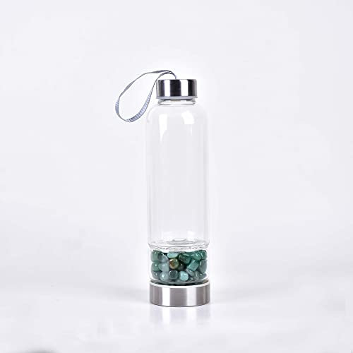 Wasserflasche Aus Naturkristall Wiederverwendbare Edelstein-Glas-Wasserflasche Herstellung Von Quarzkristall-Elixier-infundiertem Edelsteinwasser Heilende Kristallpunkt-Energie-Wasserflasche 550ml ( C
