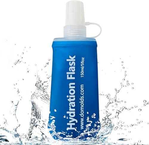 TXSN 150ml Soft Flask, Hydration Flask Foldable Water Bottle for Hydration Pack Vest and More, Blue