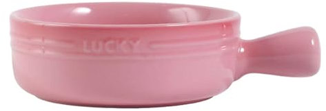 TYMYYS Bol à Soupe En Céramique Avec Poignée, Bol à Ramen Simple Pour Une Personne, Petit Bol Pho, Plat De Cuisson Rond Allant Au Four-Rose-20x15x5cm