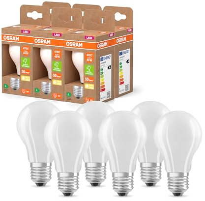 Osram Lampada LED LED Superstar Classic A 40 dalla classica forma a lampadina in vetro smerigliato, 2,2 W, 470 lm, attacco E27, 2700 K per luce bianca calda, EEK A, diametro 60 mm, pacco da 6