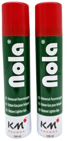 NOLA 2 x 100 ml de gas universal para mecheros y sopletes, gas butano, gas rellenable, cartucho de gas 701 (2)