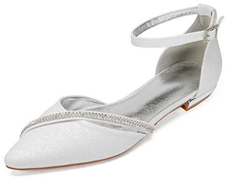 Ivory,7 UK, Womens Ballet Flats Shoes Office Formal Party Wedding Court Shoes