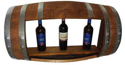 Generico Vinoteca con forma de medio barril de pared de 100 litros, con estante interior, color nogal