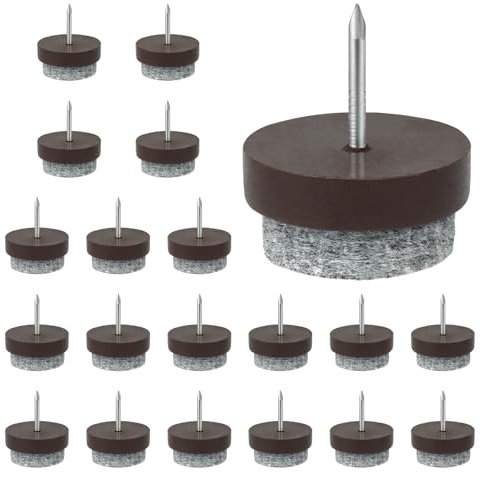 Flintronic 20 Piezas Protectores Patas Sillas Fieltro, Protectores Patas sillas Fieltro con Clavo, 24 MM Redondo Almohadillas de Fieltr-o Tornillo, para Muebles de Madera Pat-as de Silla